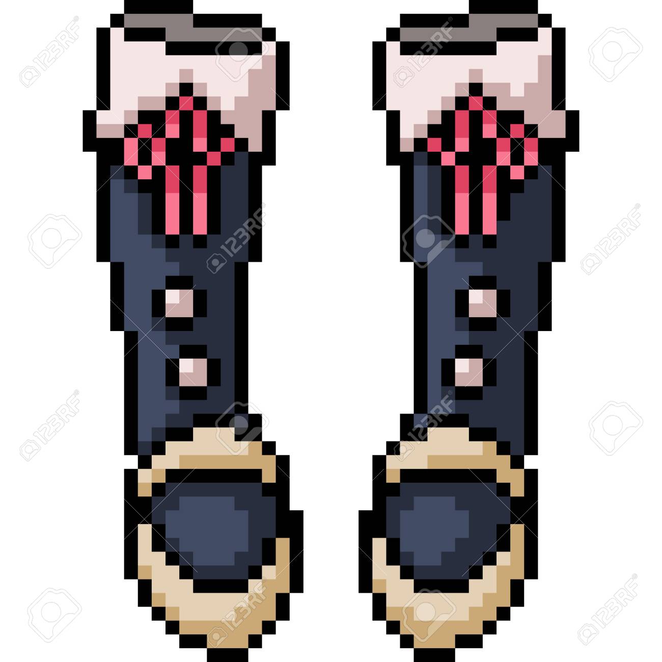 vector pixel art boots fashion isolated cartoon