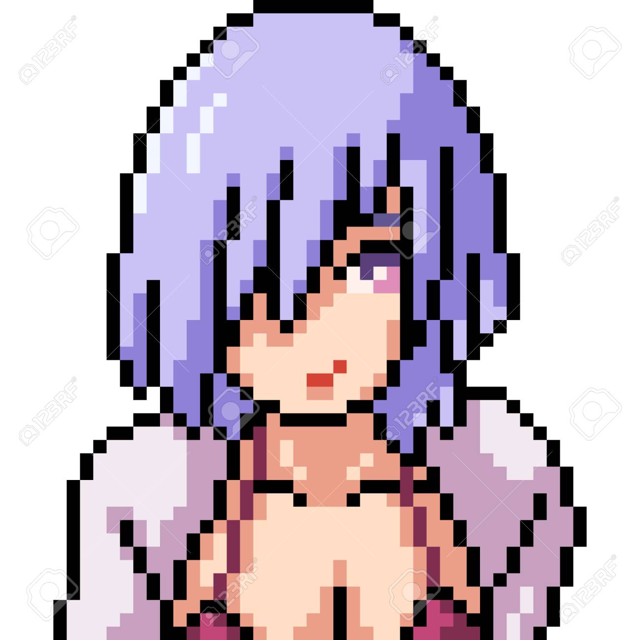 Vector Pixel Art Anime Girl Isolated Stock Vector (Royalty Free) 1105780877