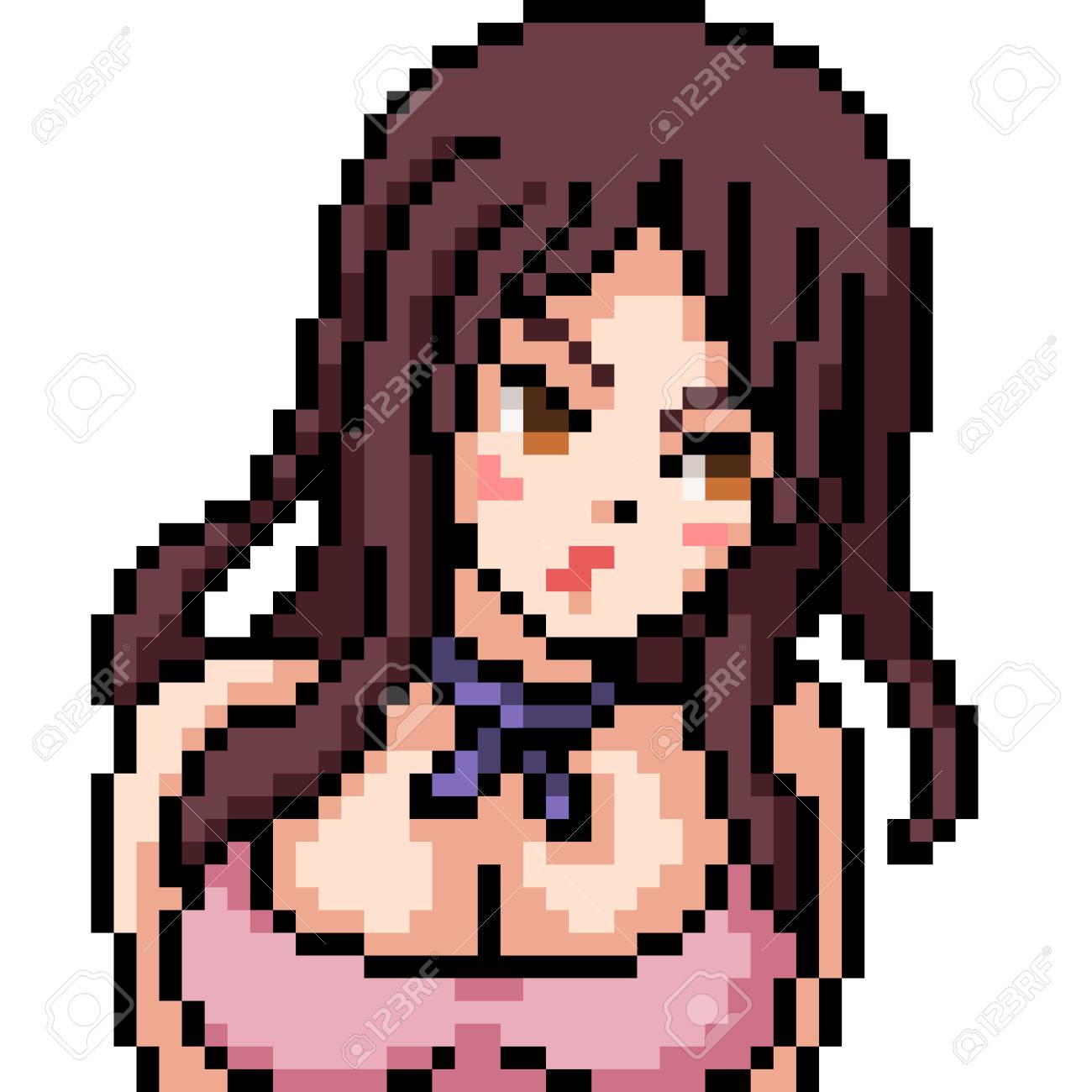 Vector Pixel Art Anime Girl Isolated Cartoon Stock Illustration - Download  Image Now - Girls, Pixel Art, Adult - iStock