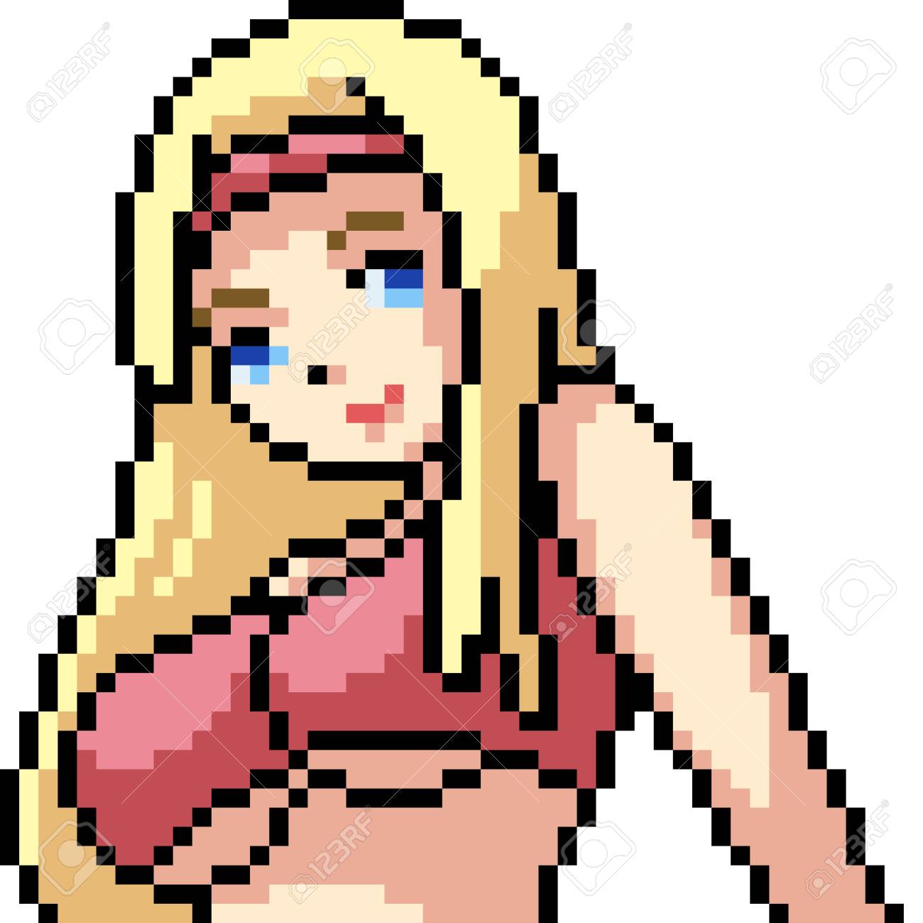 Pixel Art Anime Girl Stock Vector Illustration and Royalty Free Pixel Art Anime Girl Clipart