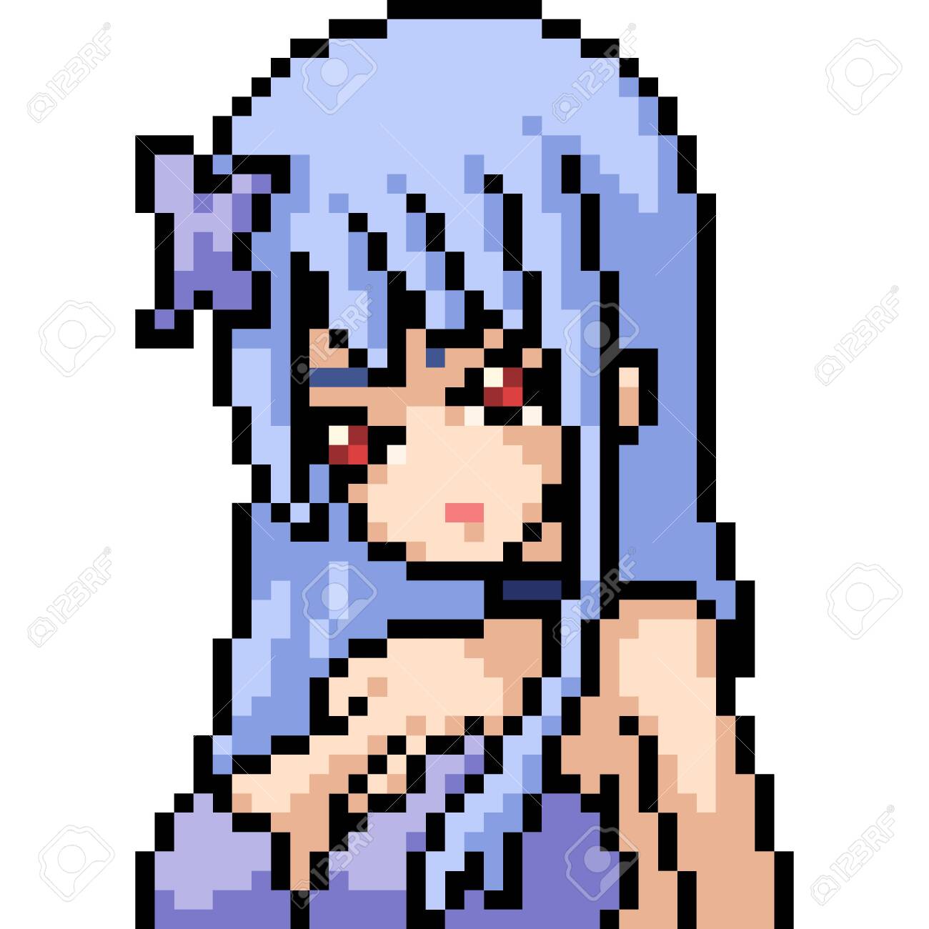 Pixel Art Anime Girl Stock Vector Illustration and Royalty Free Pixel Art Anime Girl Clipart