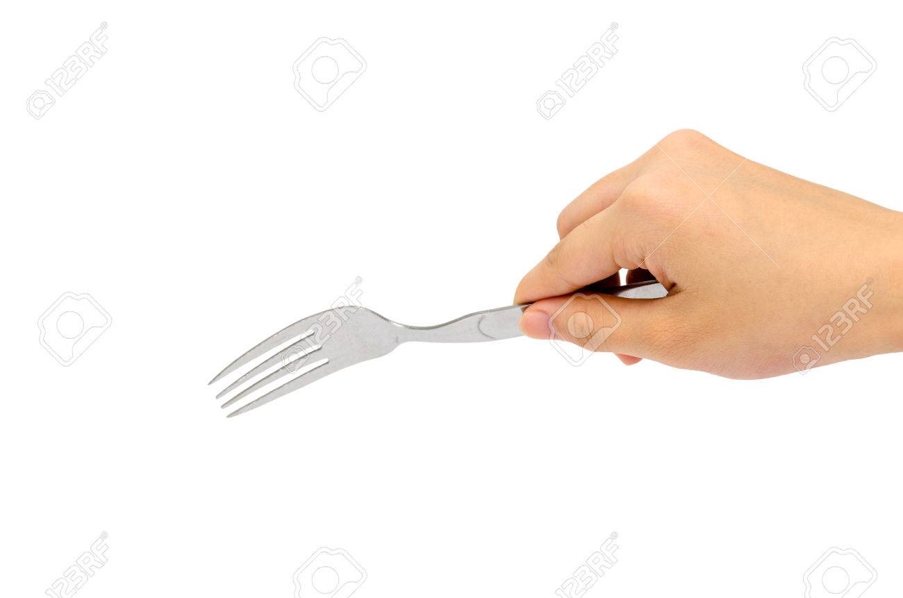ステンレス鋼フォークを持つ手 の写真素材 画像素材 Image