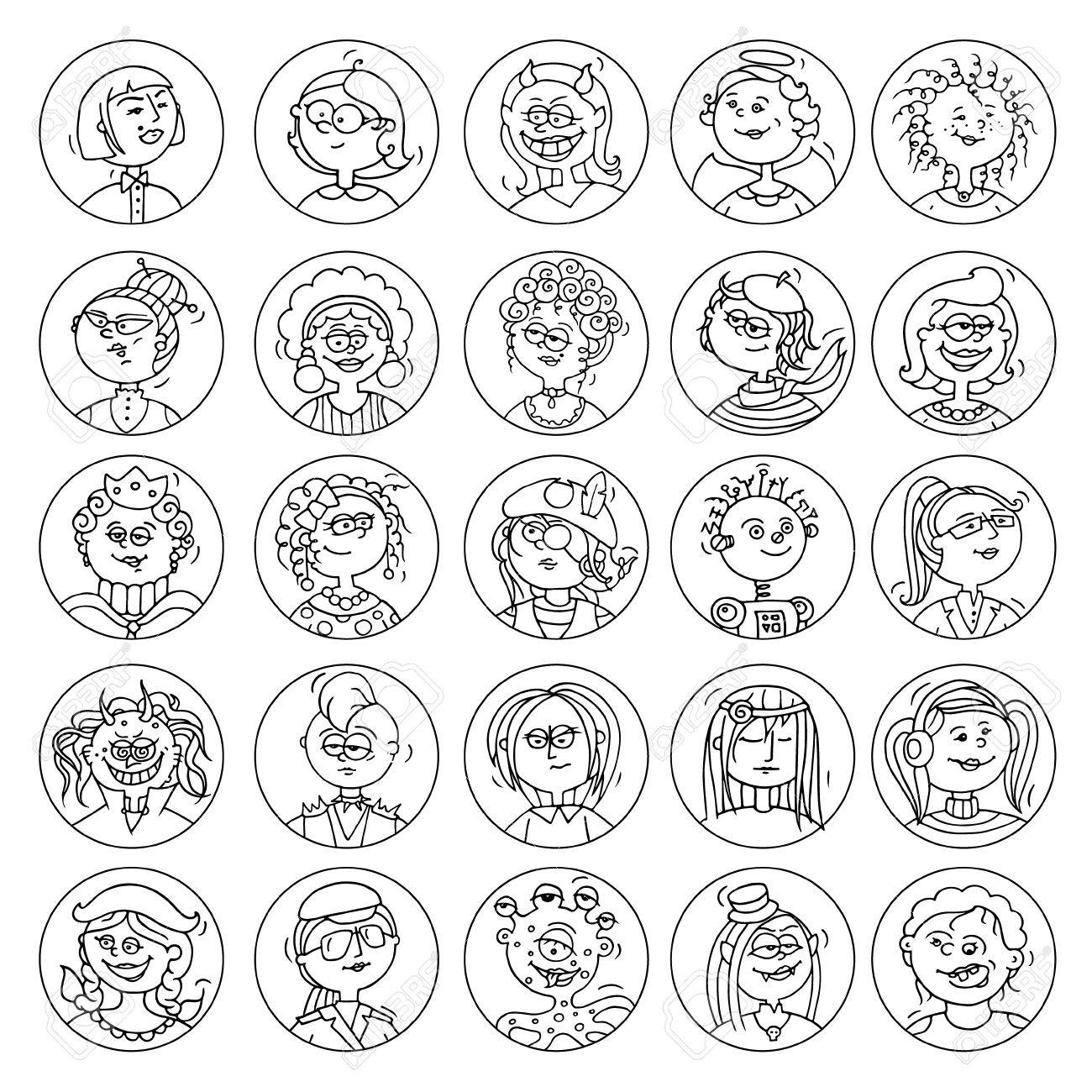 流行の漫画面白いユーザー アバターは手描き落書きスタイルです さまざまな感情 職業 趣味サークル フレームで女性キャラクターの顔のセットです かわいいベクターのイラストが白で隔離 のイラスト素材 ベクタ Image 流行の漫画面白いユーザー アバターは手描き落書きスタイルです さまざまな感情 職業 趣味サークル フレームで女性キャラクターの顔のセットです かわいいベクターのイラストが白で隔離 のイラスト素材 ベクタ Image