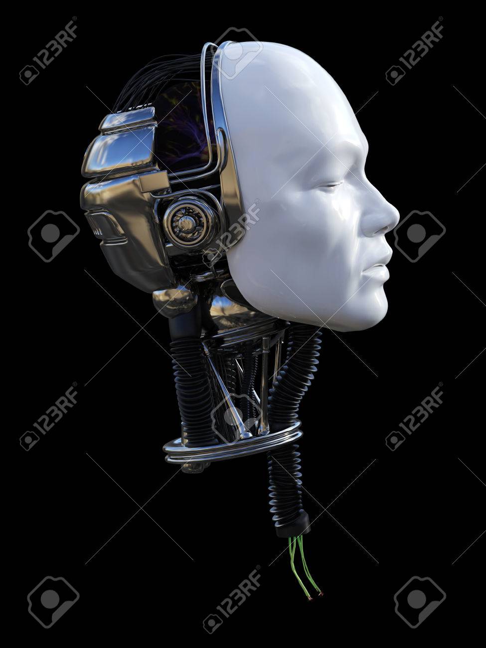 首から出て引き裂かれたケーブルを使用してプロファイルの切断の男性ロボットの頭部の 3 D レンダリングします 黒の背景 の写真素材 画像素材 Image 首から出て引き裂かれたケーブルを使用してプロファイルの切断の男性ロボットの頭部の 3 D レンダリングします 黒の背景 の写真素材 画像素材 Image