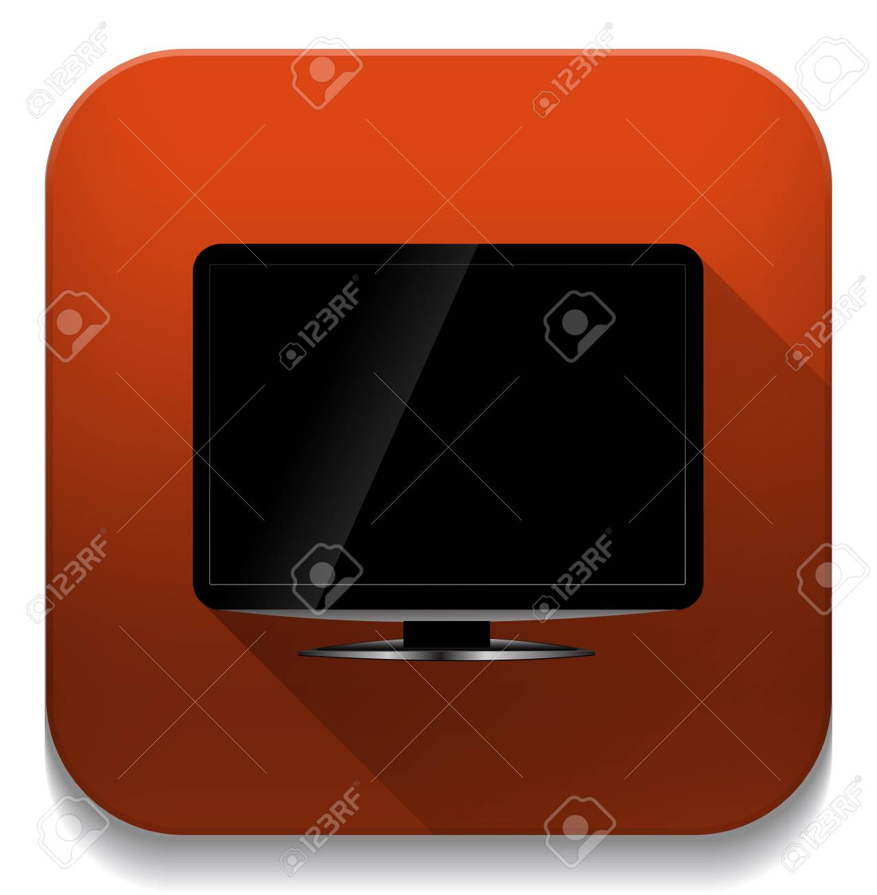 blank lcd tv template icon with long shadow over app button royalty