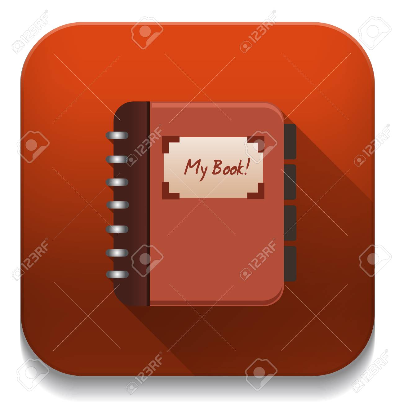 address book icon with long shadow over app button royalty free