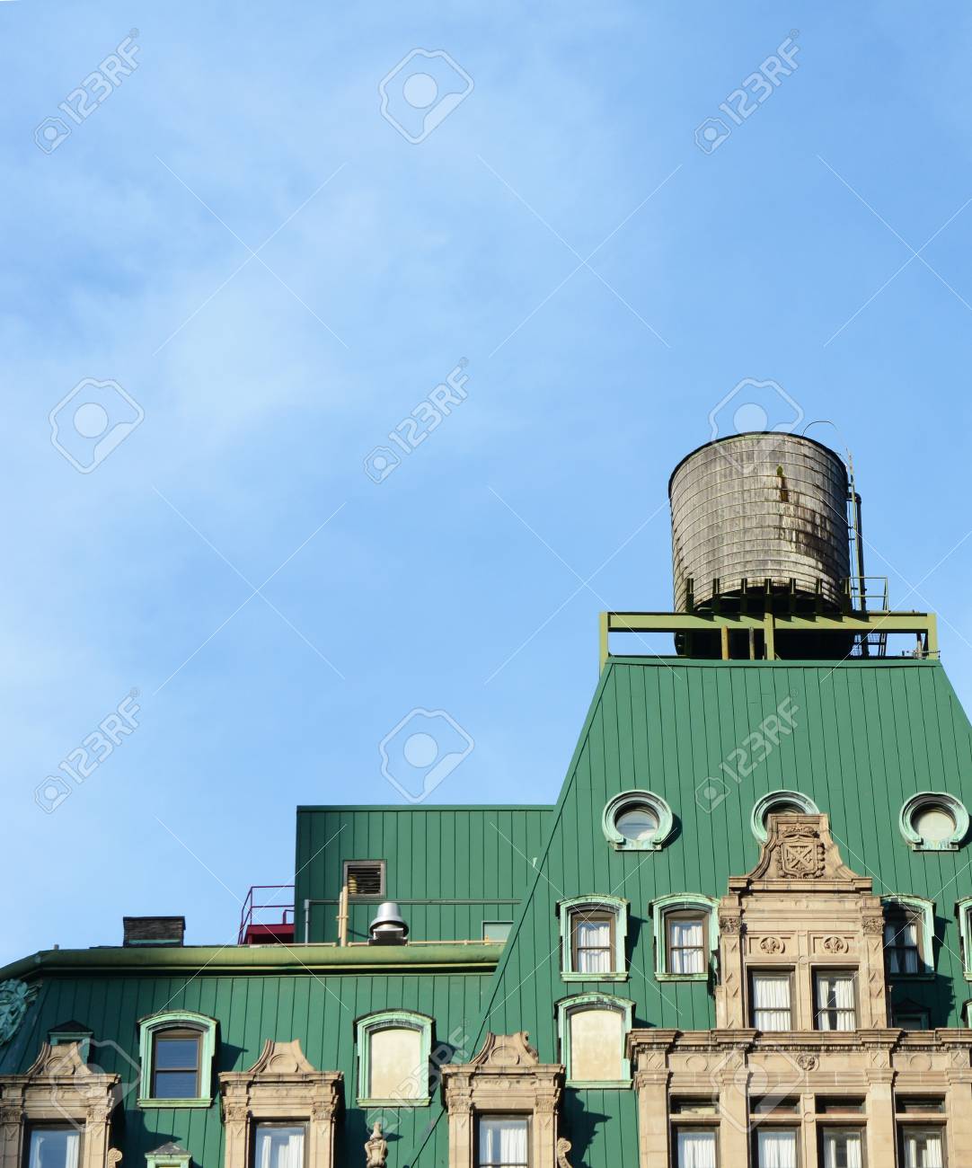 Water Tower On The Rooftop Of A New York City Building With A Stock Photo Picture And Royalty Free Image Image 89470071