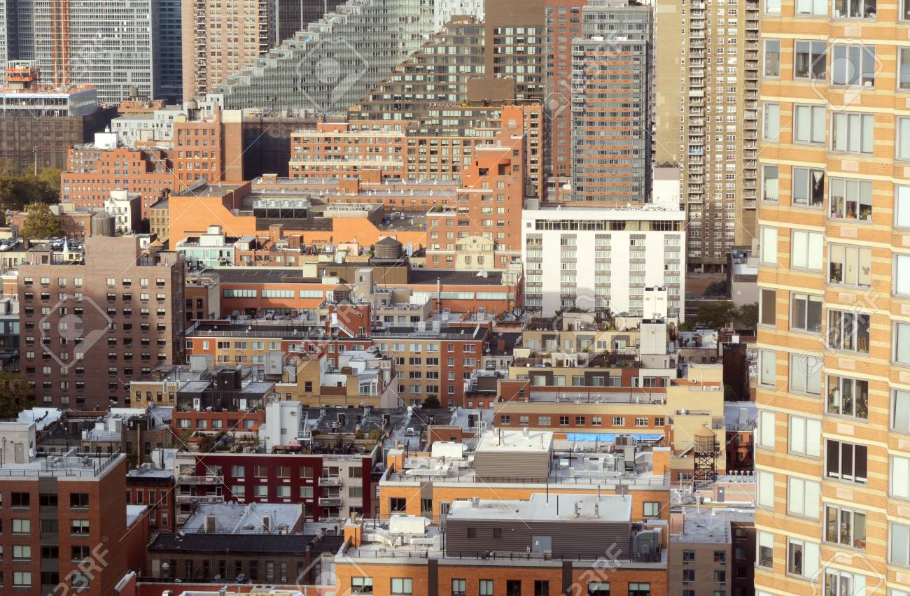 Cityscape Of Apartment And Office Buildings In Hell S Kitchen New York City Diverse Architectural Styles Among Tall Skyscrapers Stock Photo Picture And Royalty Free Image Image 91016972