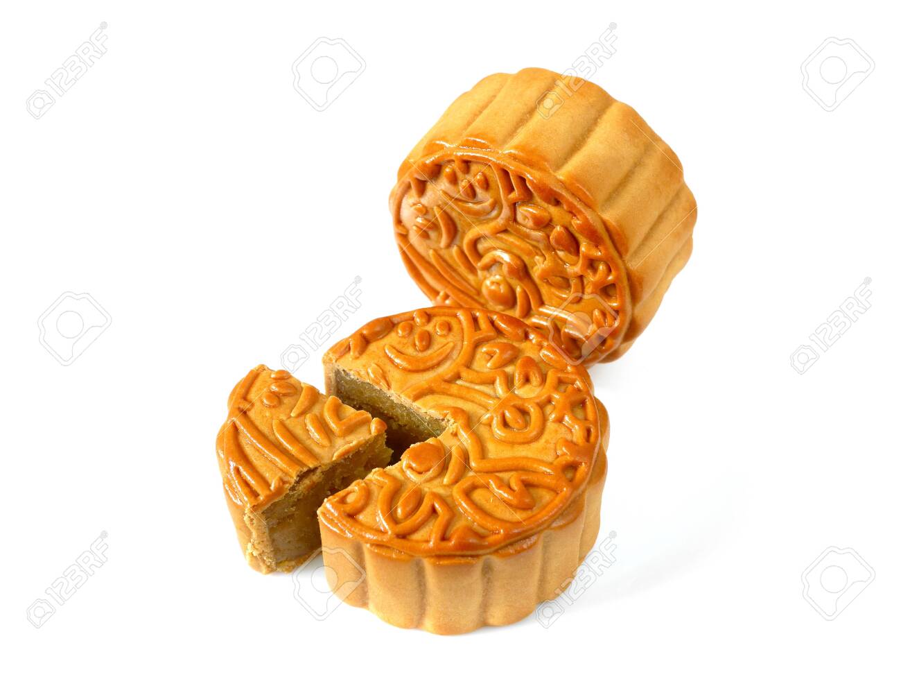 Mooncakes With Durian Filling Isolated On White For Mid Autumn Stock Photo Picture And Royalty Free Image Image 130182209