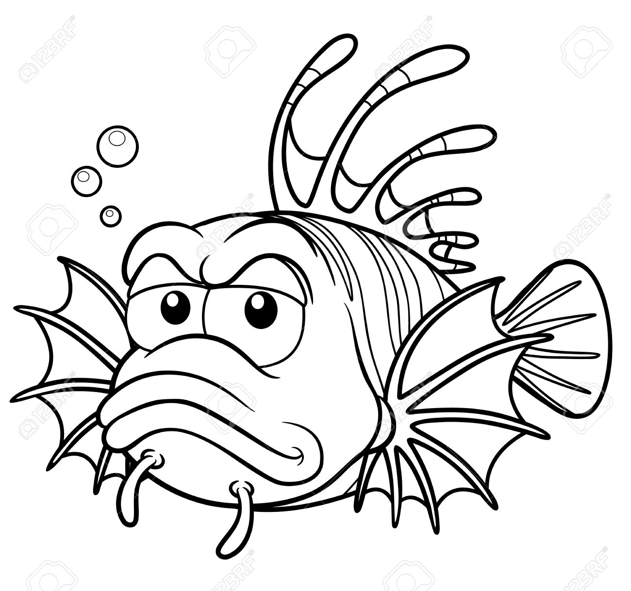 ミノカサゴ漫画 塗り絵のベクトル イラストのイラスト素材 ベクタ Image