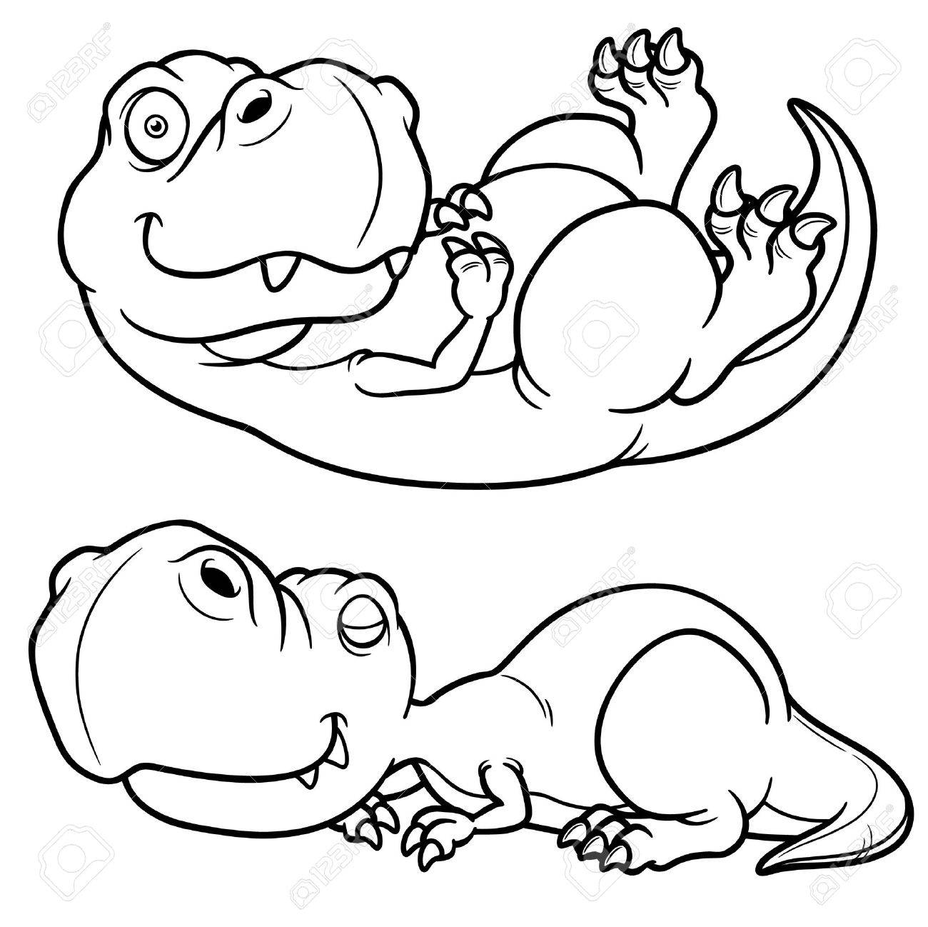 Vector Illustration Of Cartoon Dinosaur - Coloring Book Royalty ... Vector Illustration Of Cartoon Dinosaur - Coloring Book Royalty ...