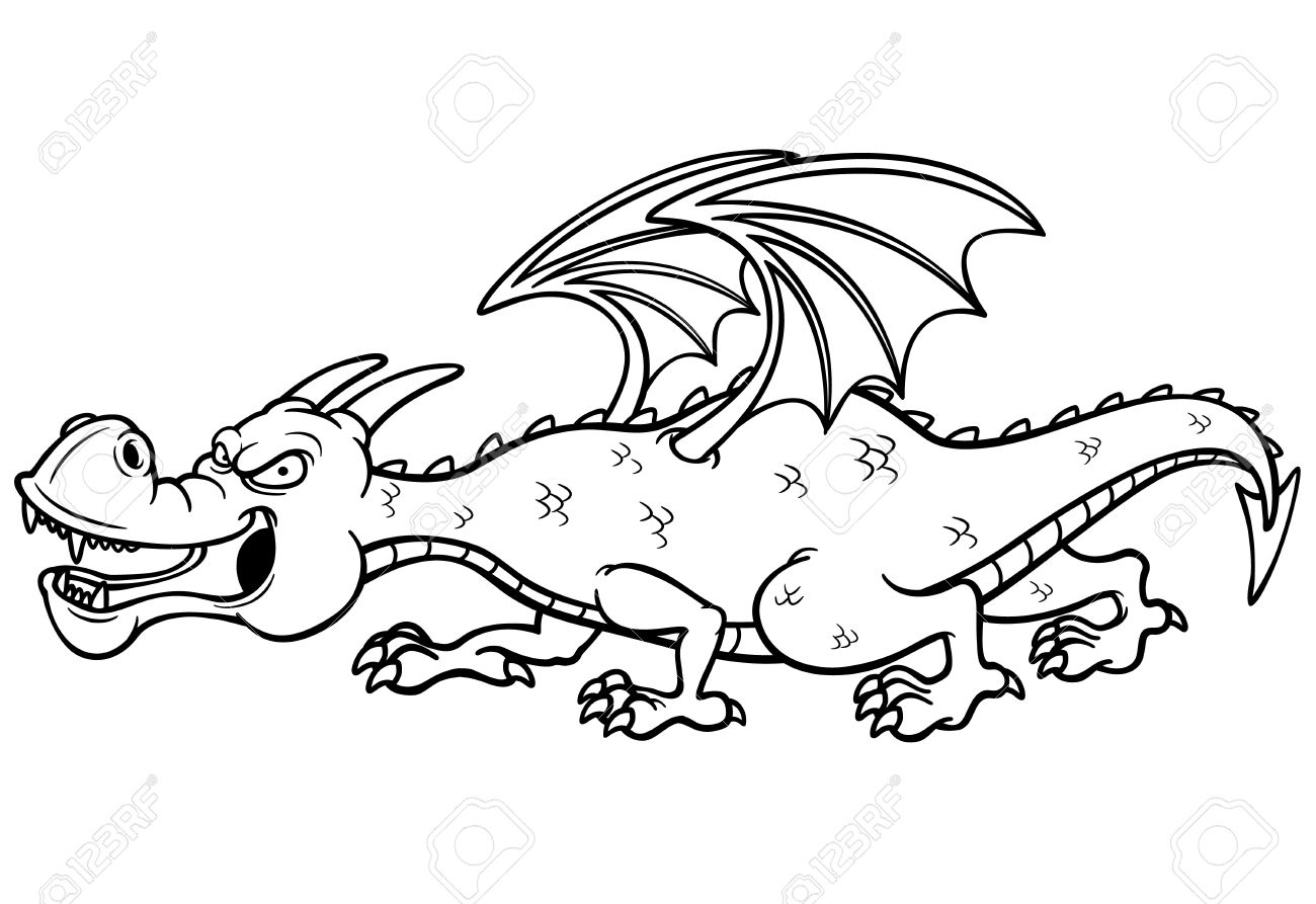 漫画ドラゴン 塗り絵のベクトル イラスト のイラスト素材 ベクタ Image