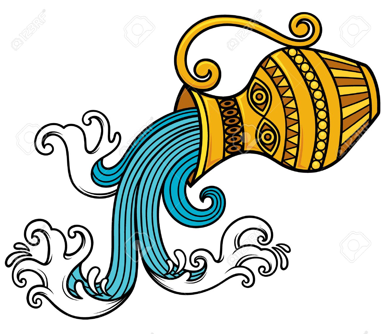 vector illustration of aquarius zodiac sign royalty free cliparts