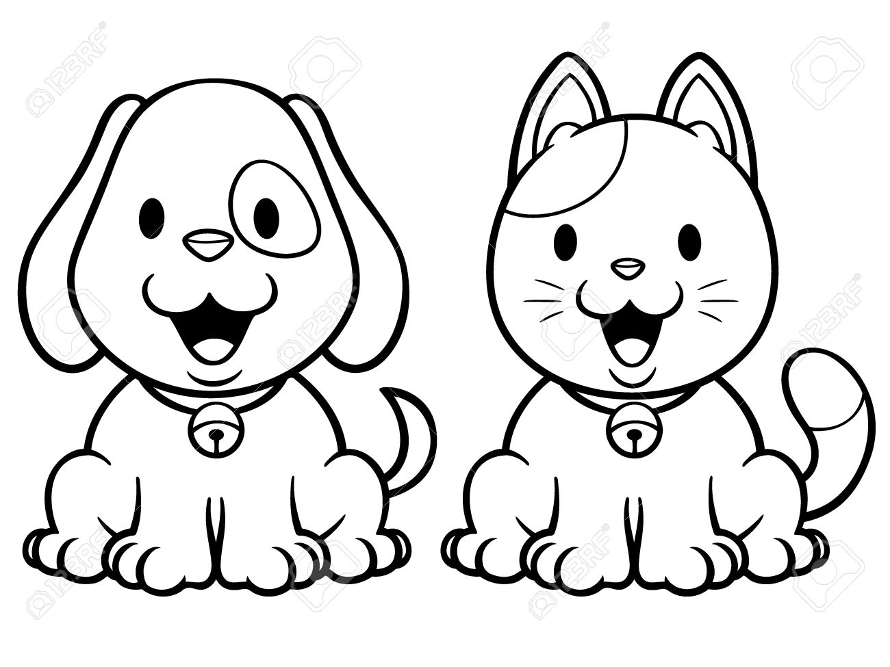 Vector Illustration Of Cartoon Cat And Dog Coloring Book Royalty Free Cliparts Vectors And Stock Illustration Image