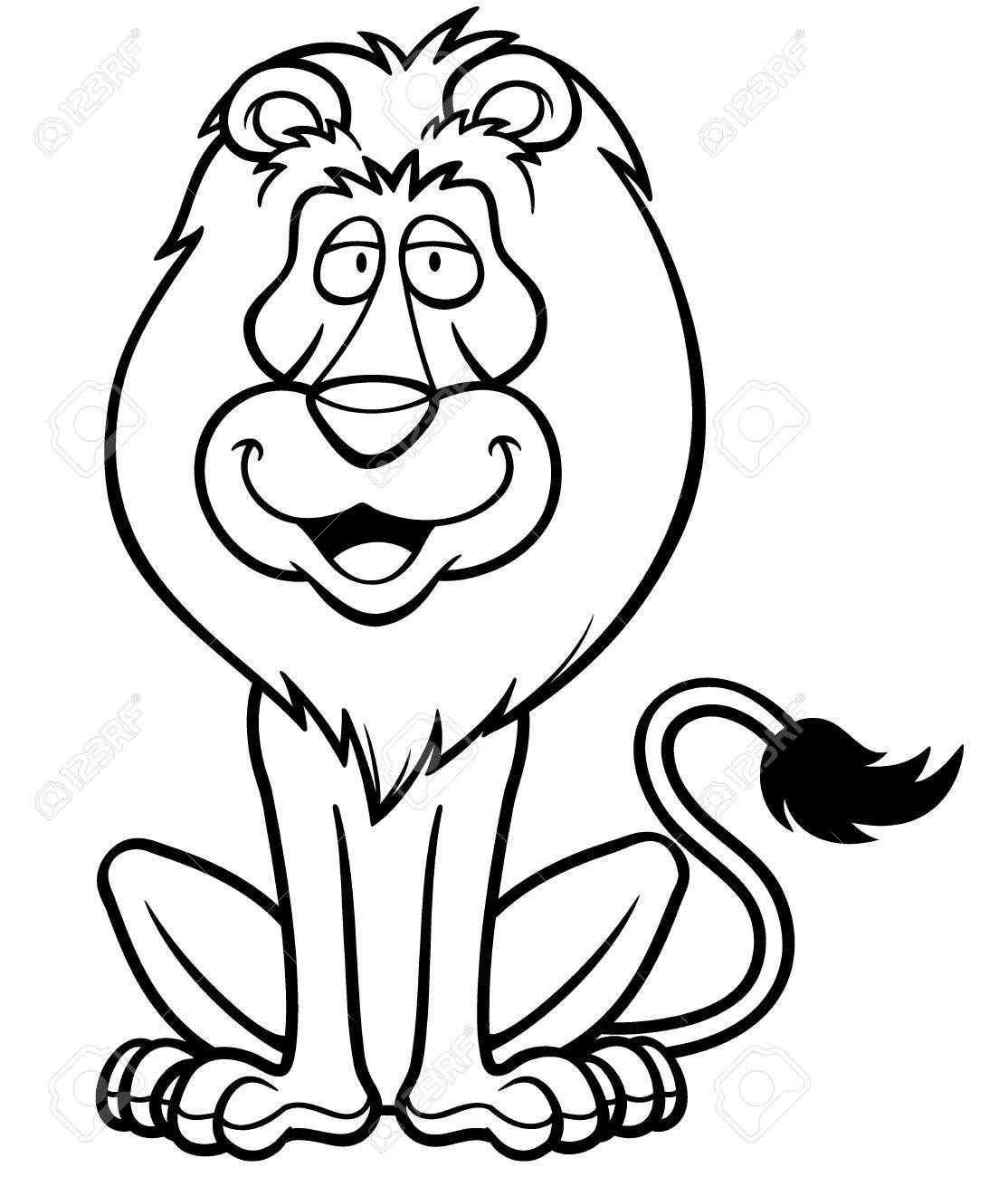 vector illustration of lion cartoon coloring book royalty free