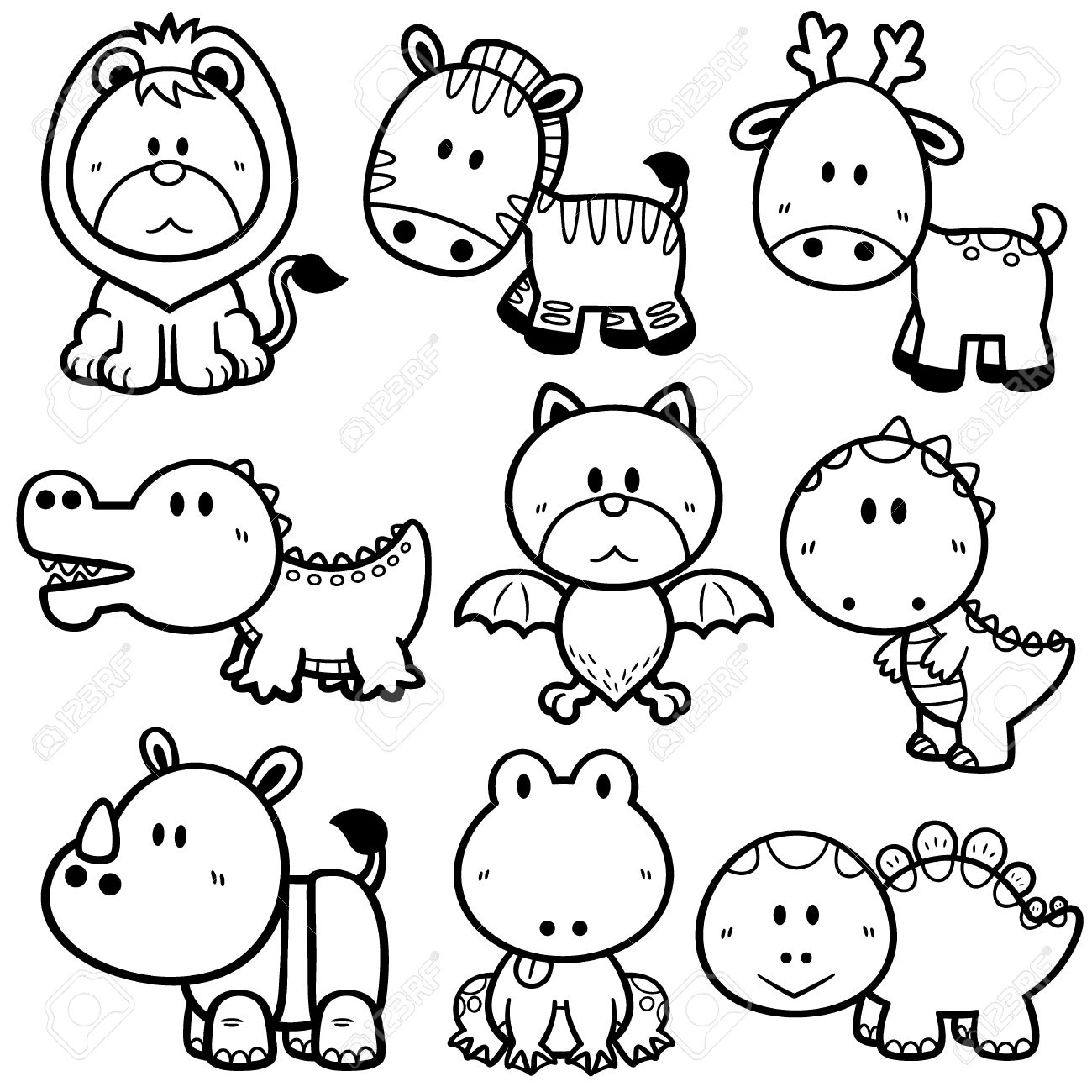 ベクトル漫画イラスト動物の塗り絵 のイラスト素材 ベクタ Image
