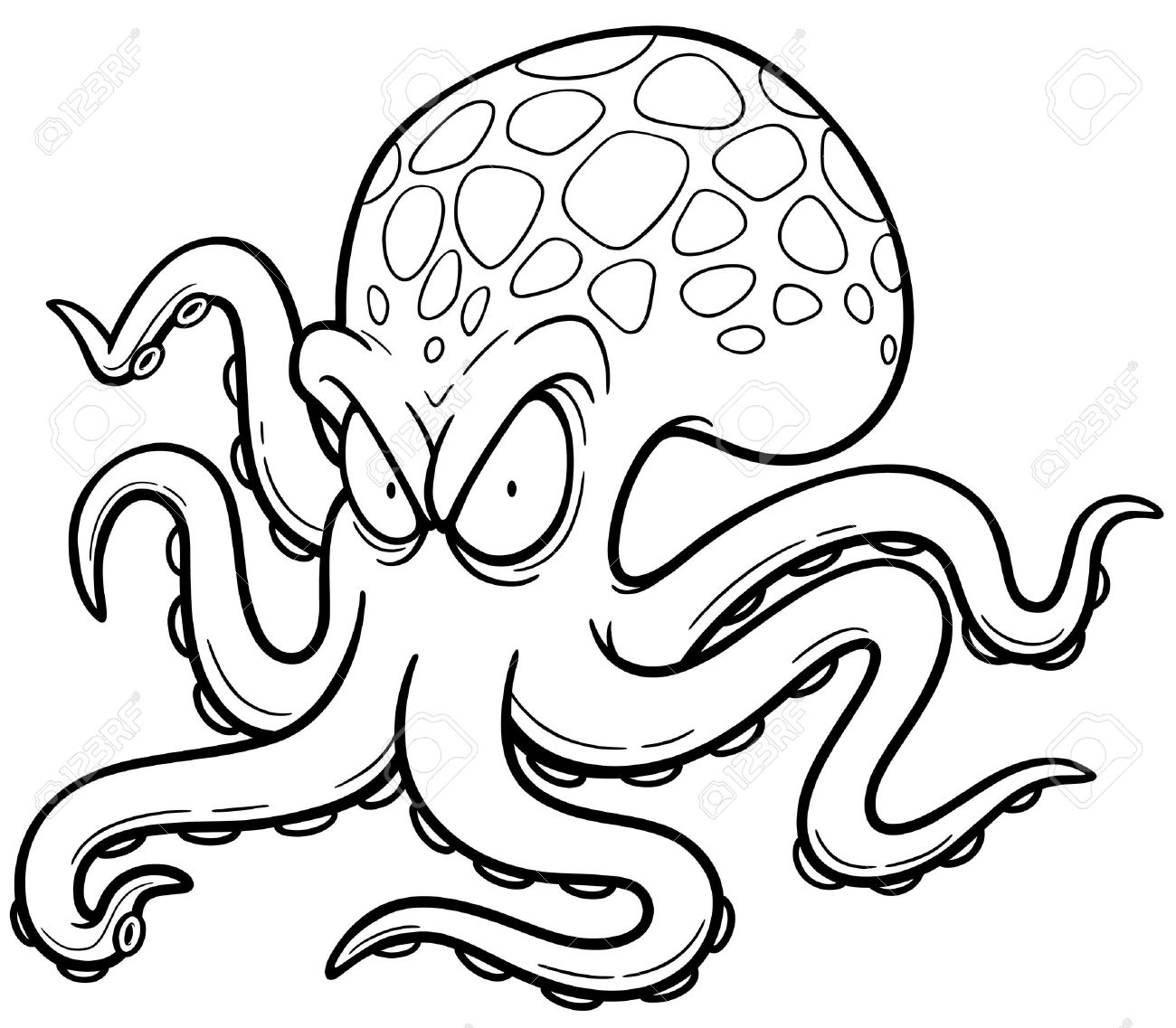 illustration of Cartoon octopus - Coloring book - 37209509 illustration of Cartoon octopus - Coloring book - 37209509
