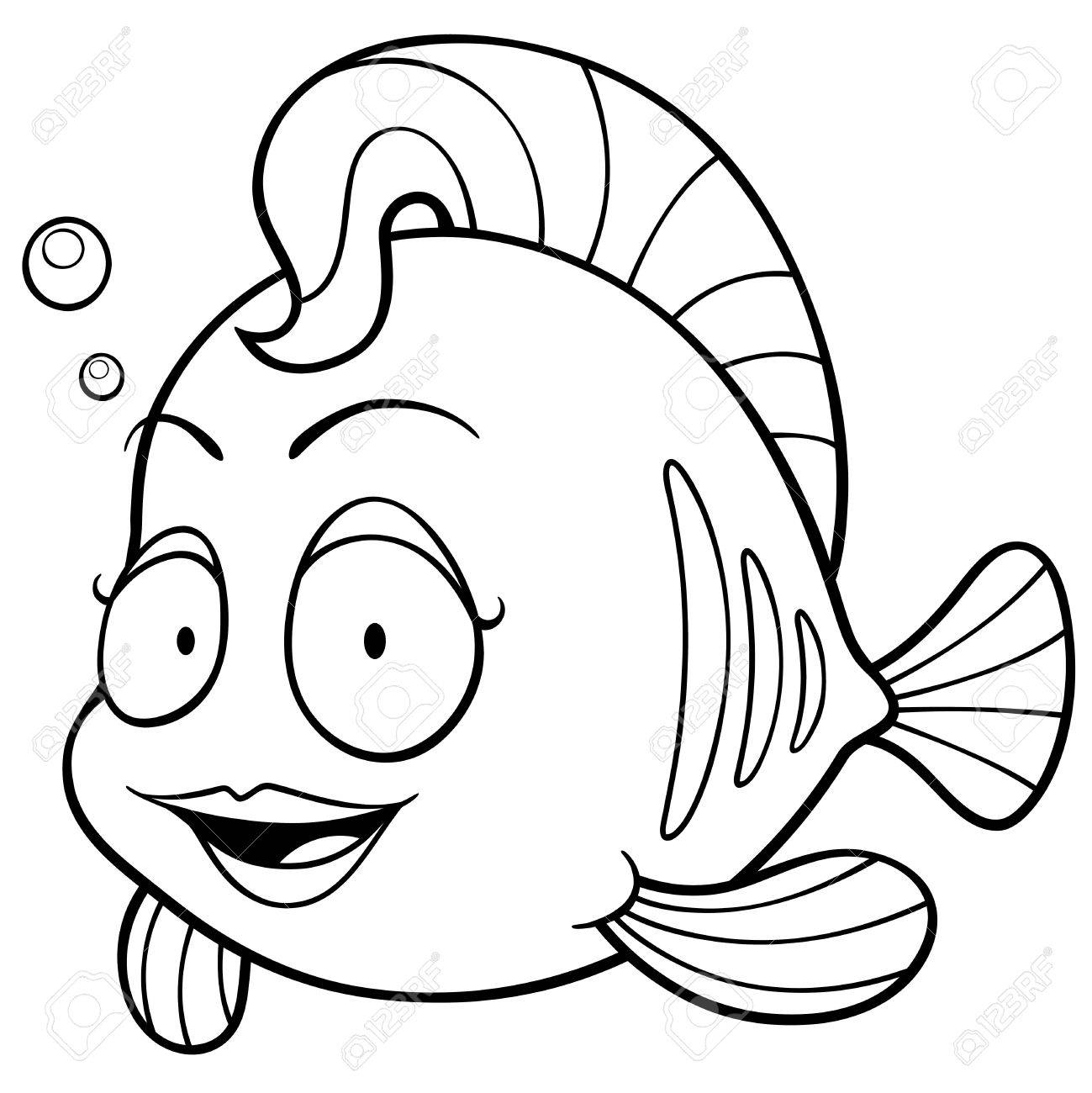 ベクトル漫画の魚のイラスト 塗り絵 のイラスト素材 ベクタ Image