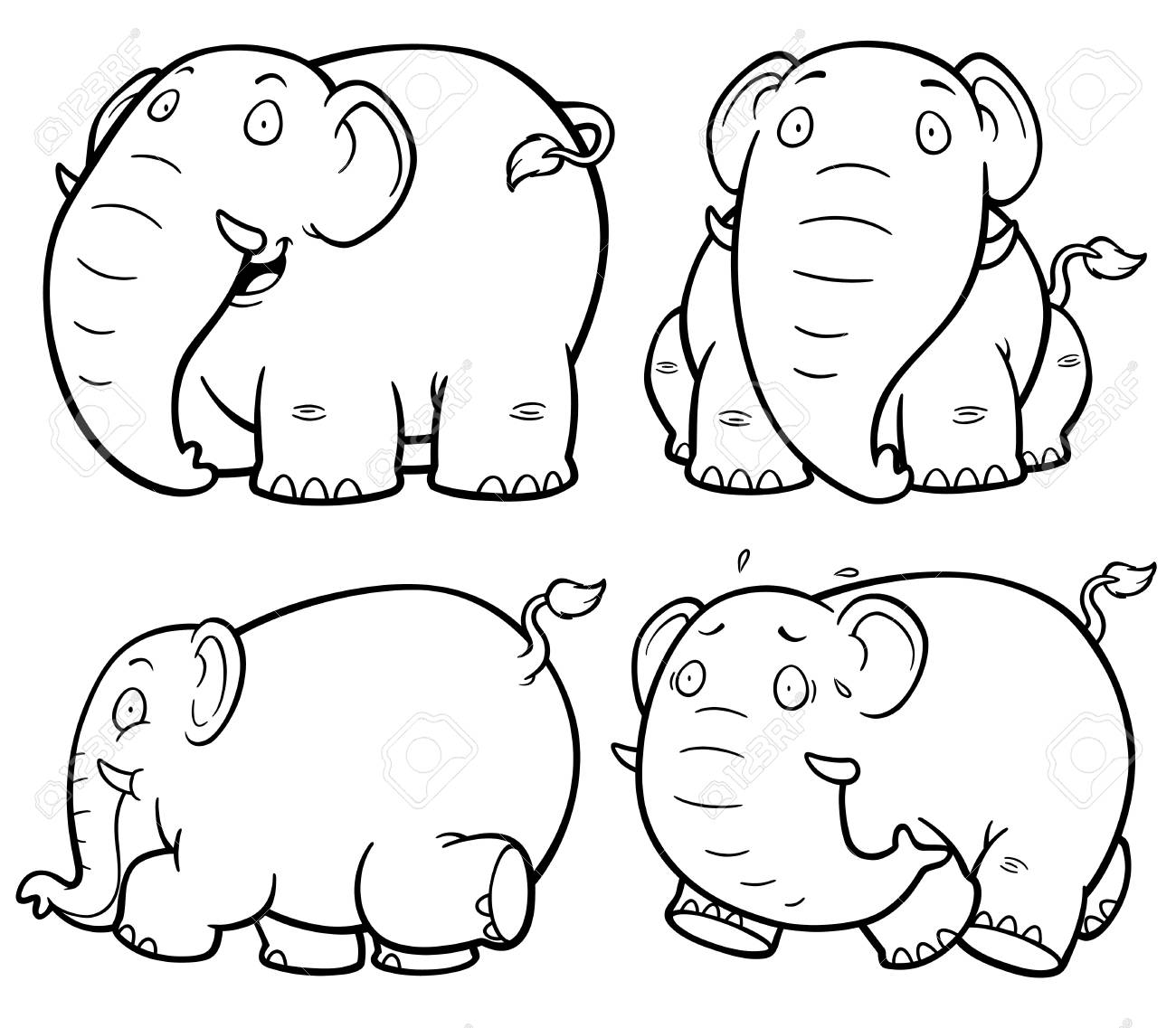 Vector Illustration Of Cartoon Elephant Coloring Book Royalty Free - Vector Illustration Of Cartoon Elephant Coloring Book Royalty Free
