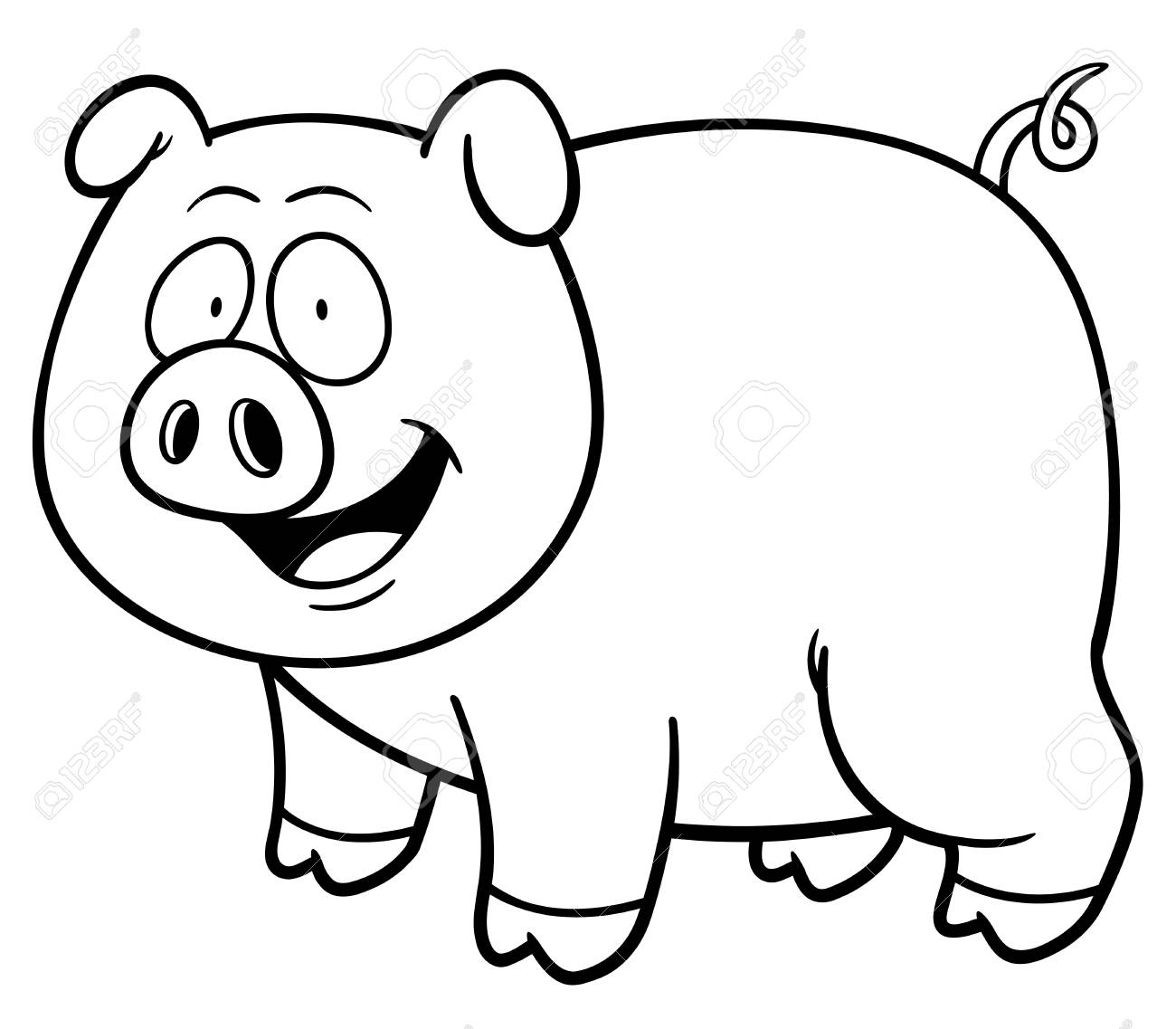 漫画のブタ 塗り絵のイラストのイラスト素材 ベクタ Image 45934343