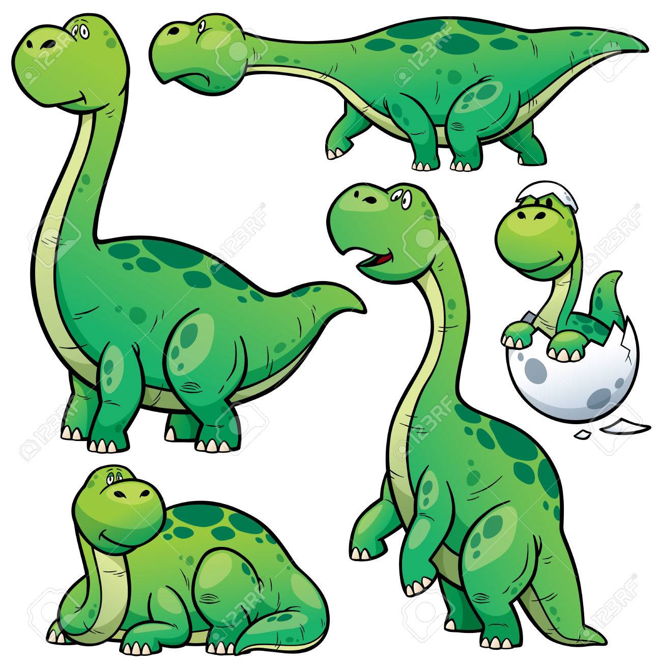 vector illustration of dinosaurs cartoon character set royalty free