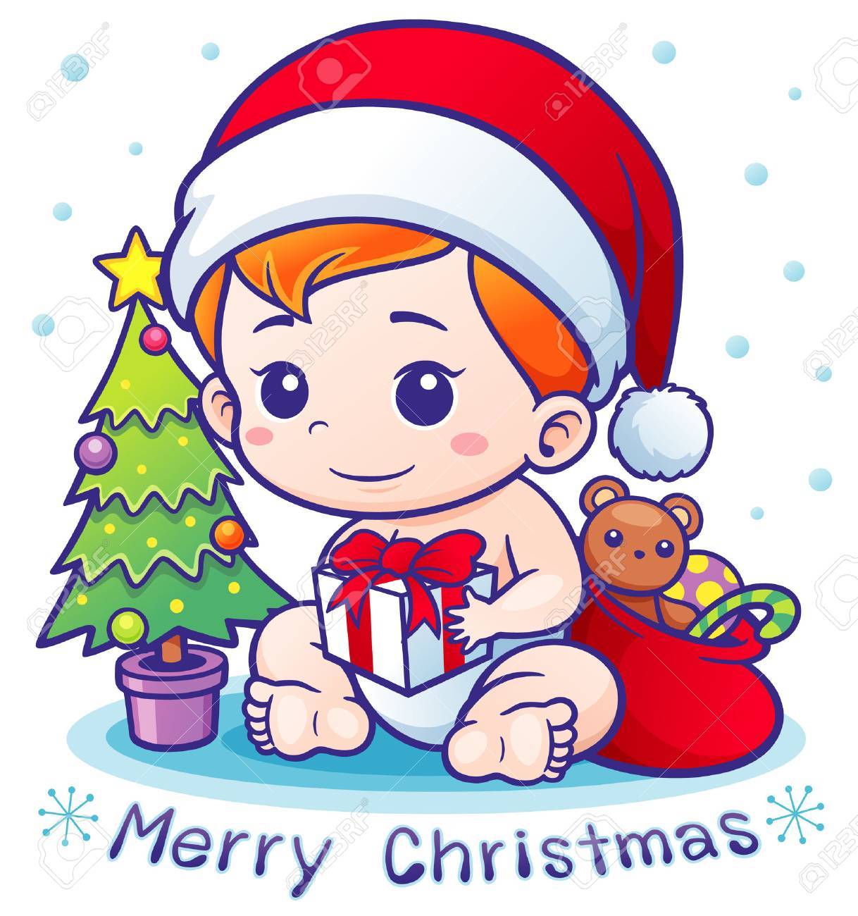 Illustration Vecteur De Cartoon Bebe Mignon Concept De Pere Noel Joyeux Noel Clip Art Libres De Droits Vecteurs Et Illustration Image