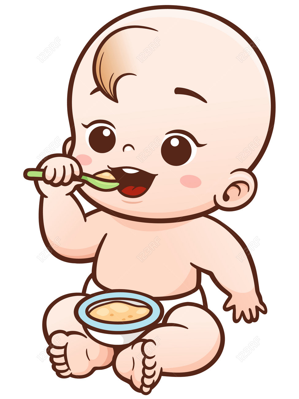 Vector Illustration of Cartoon Cute Baby eating - 66380314 Vector Illustration of Cartoon Cute Baby eating - 66380314