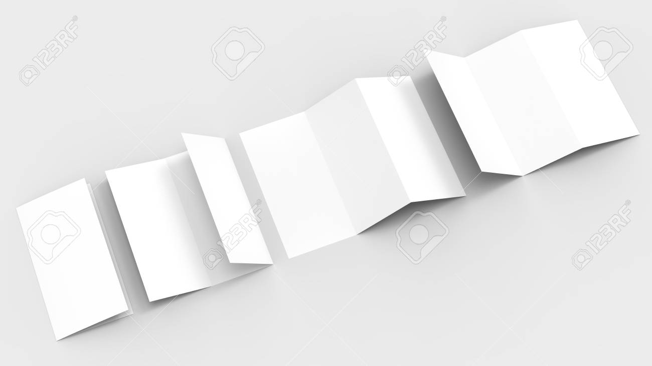 a4 blank trifold paper brochure mock up on soft gray background