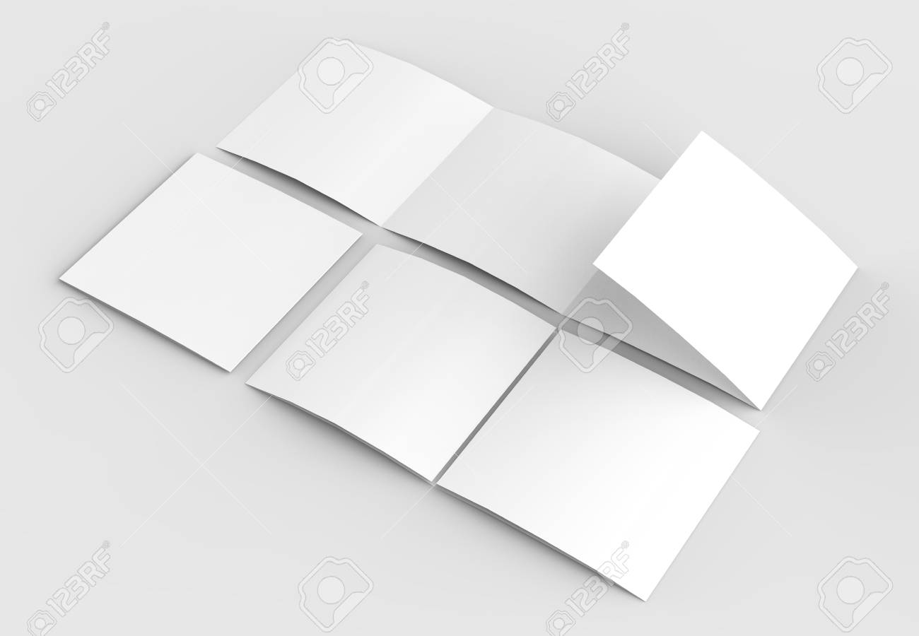 square four folded 4 fold brochure mock up isolated on soft four fold brochure