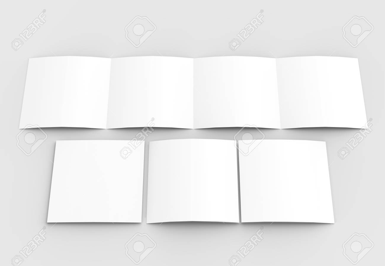 square four folded 4 fold brochure mock up isolated on soft four fold brochure