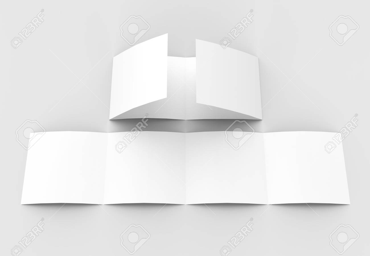 square four folded 4 fold brochure mock up isolated on soft