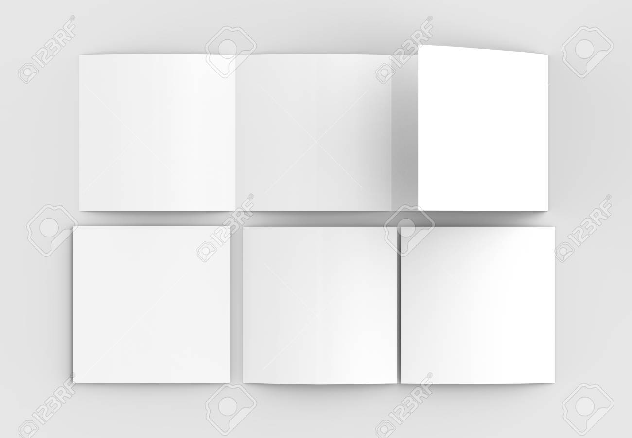 square four folded 4 fold brochure mock up isolated on soft