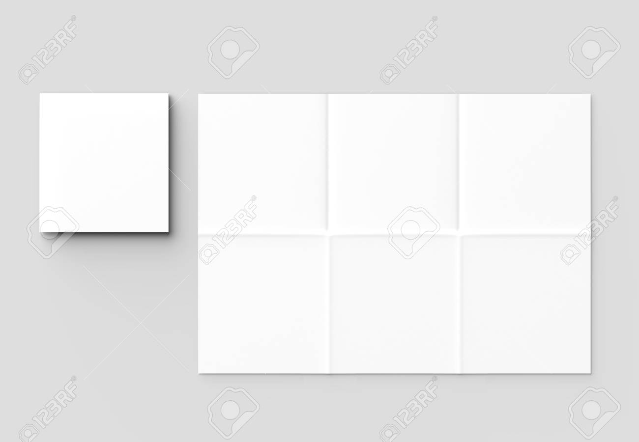 12 page leaflet french fold square brochure mock up isolated