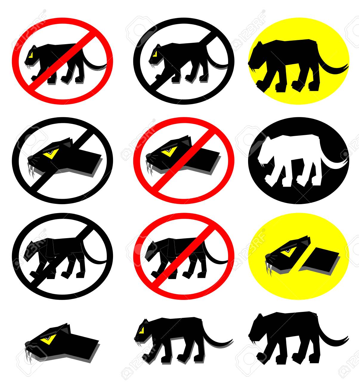 動物狩り禁止標識のセット 動物を殺すのを止める のイラスト素材 ベクタ Image