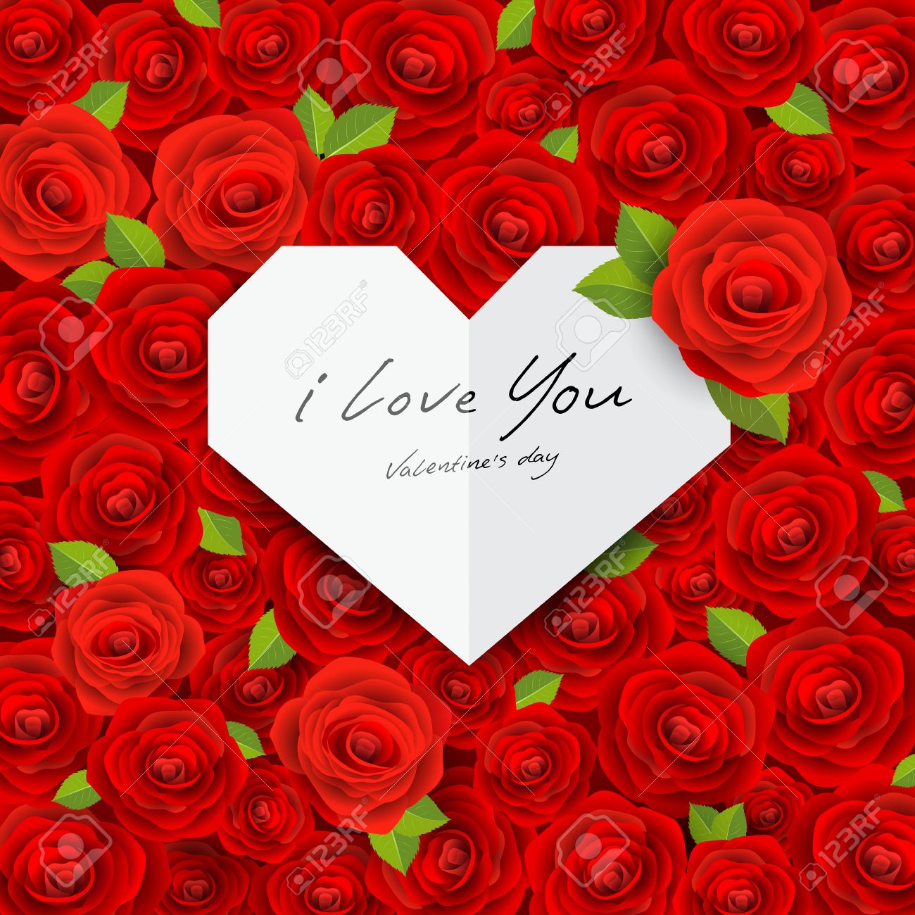 Happy Valentine On Red Rose Background Royalty Free Cliparts
