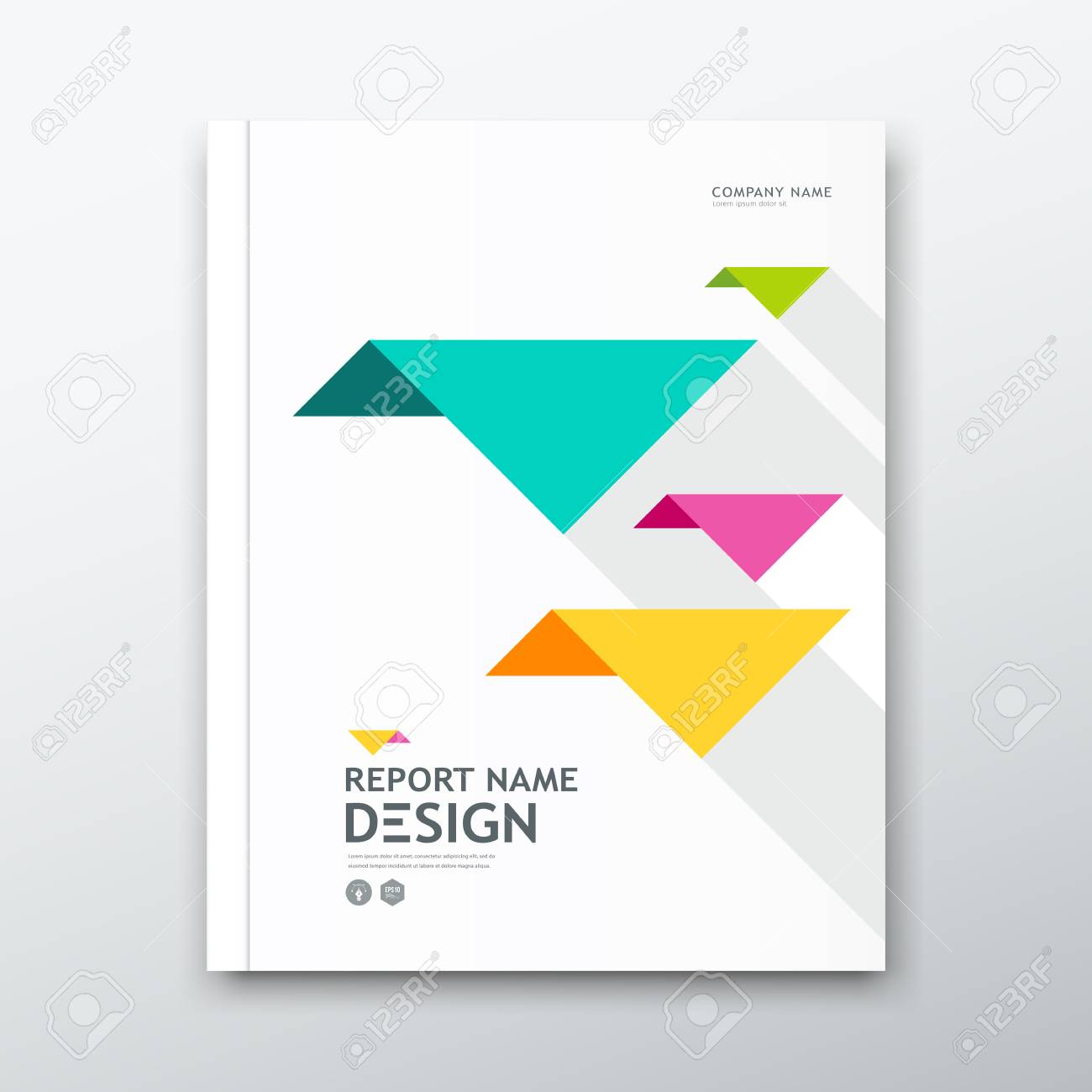 Cover Book Annual Report Colorful Bird Origami Paper On White