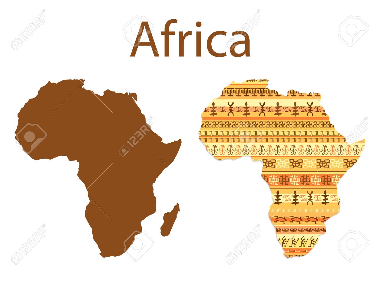 Map of Africa. Colorful ethnic african map pattern design with strips. Vector illustration - 53581558 Map of Africa. Colorful ethnic african map pattern design with strips. Vector illustration - 53581558