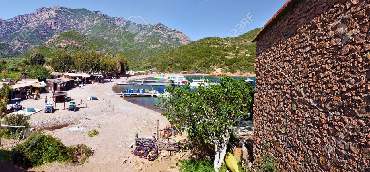 The Landscape Of The Anchorage And The Beach Seen Girolata Hamlet