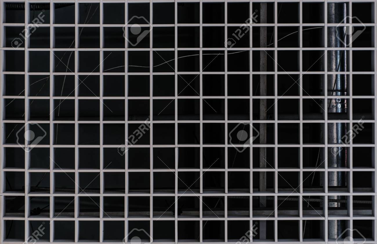 Grid Structure Of Suspended Ceiling In An Mall Building Abstract