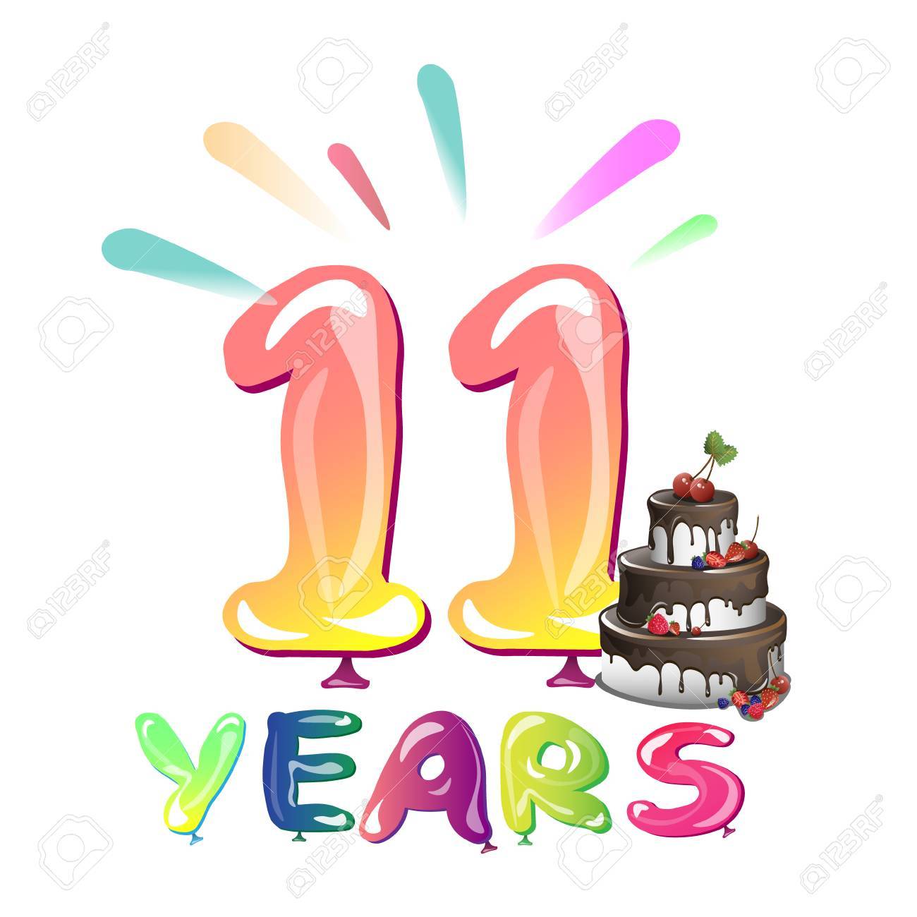 11 Years Anniversary Celebration With Cake Royalty Free SVG, Cliparts,  Vectors, and Stock Illustration. Image 82517038.