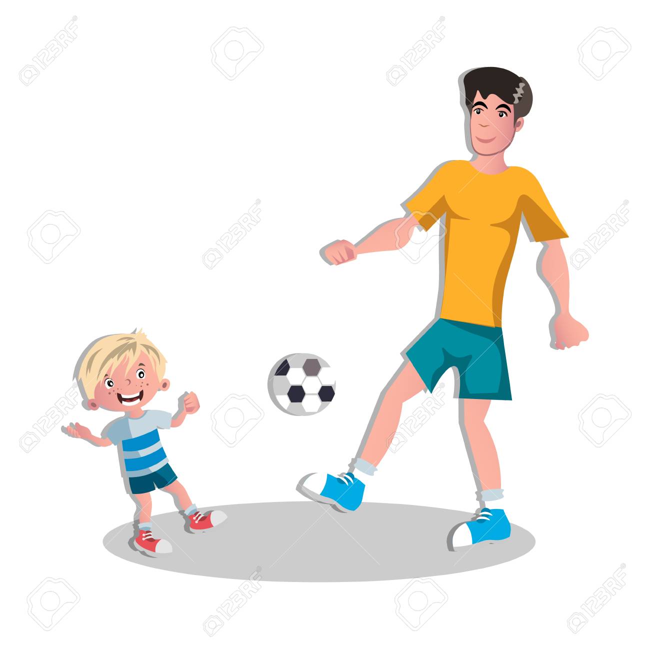 サッカーの息子と幸せな父親 のイラスト素材 ベクタ Image