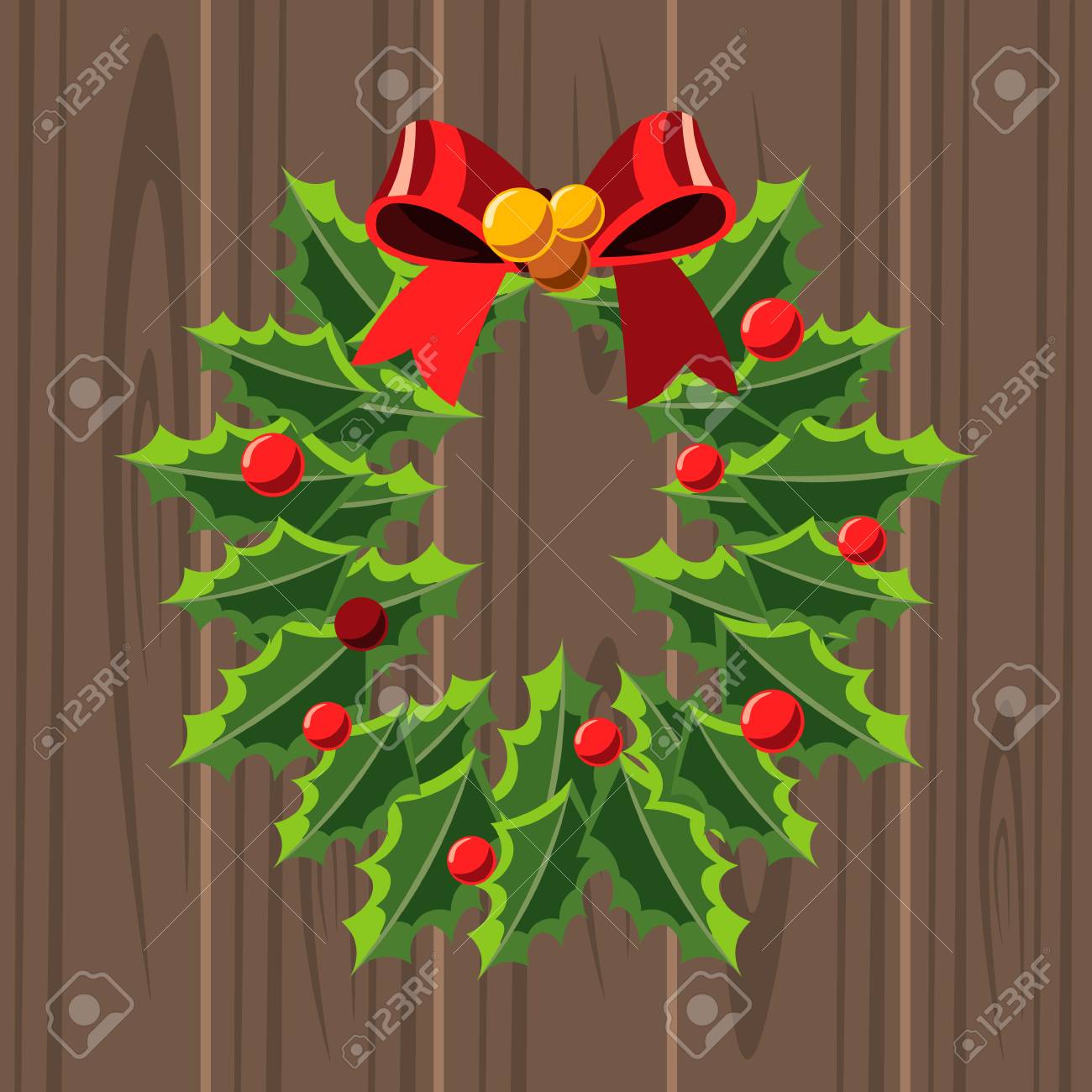 christmas wreath template on wooden background royalty free cliparts