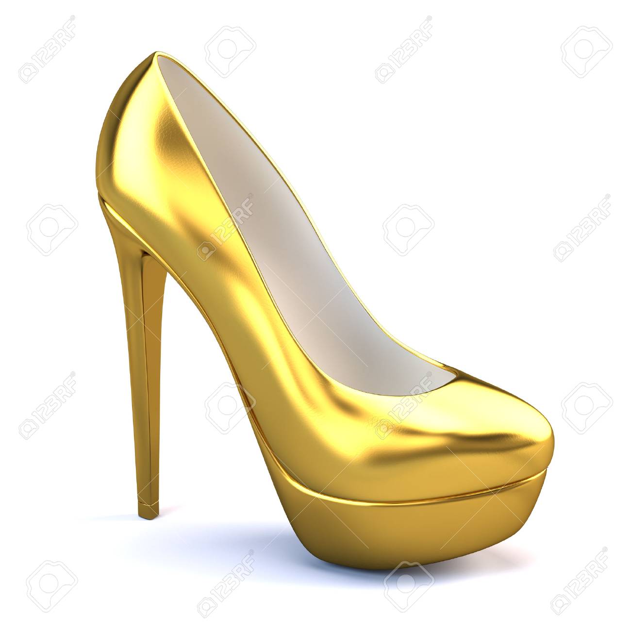 high heels in gold