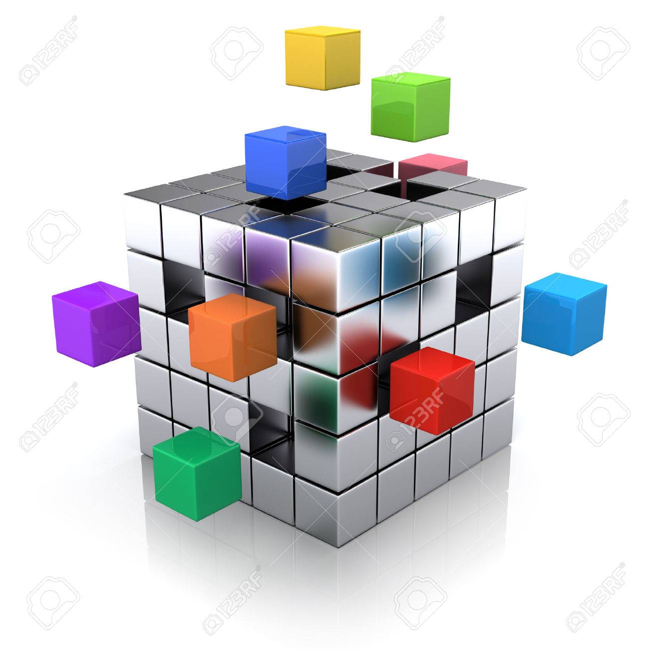 business concept cube assembling from blocks stock photo picture