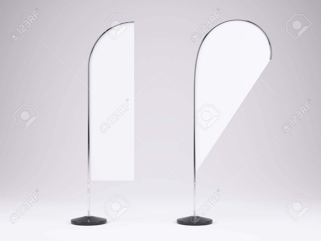 outdoor promotion flag banner mock up template 3d rendering stock