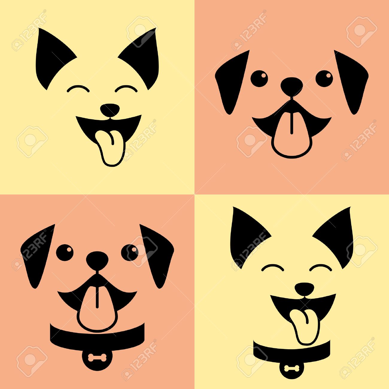 笑顔のピットブルの子犬と柴柴犬子犬を設定します のイラスト素材 ベクタ Image
