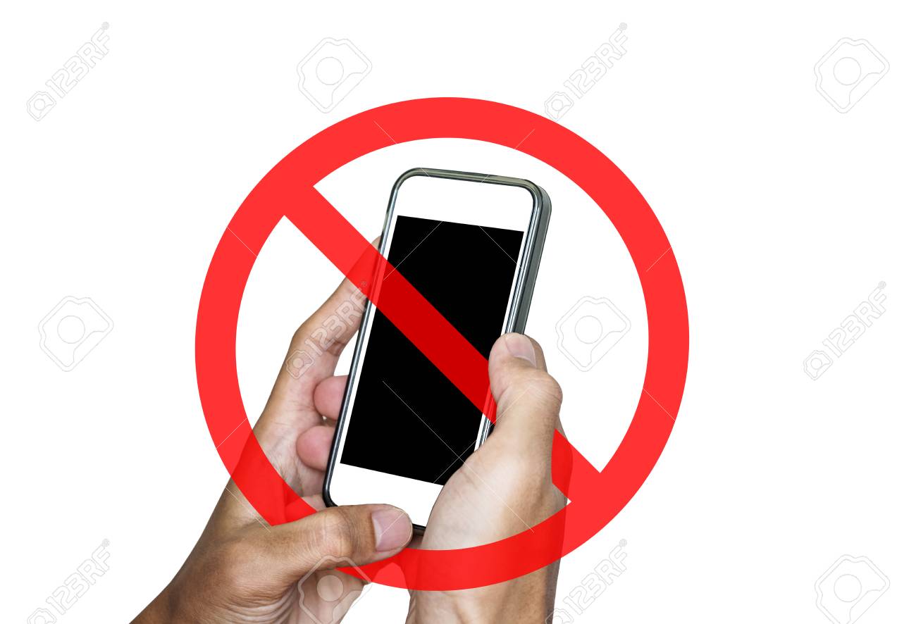 no phone or taking a photo not allow sign isolated on white background stock