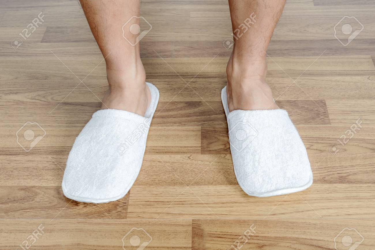 man wearing slippers