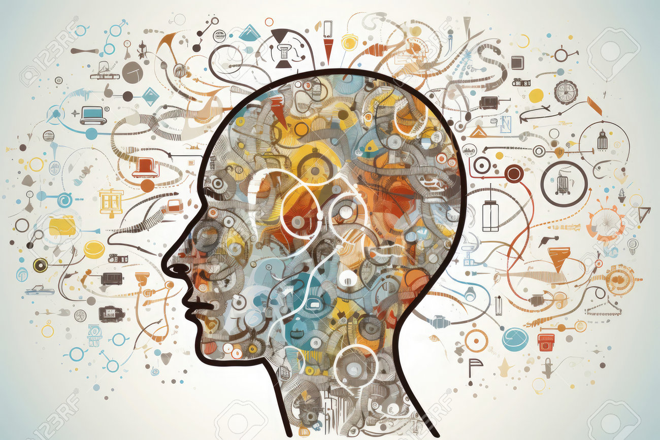 Process Of Human Thinking. Illustration Of Consciousness Silhouette Of Man  Head With Neural Connections In Brain. Created With Generative AI Stock  Photo, Picture and Royalty Free Image. Image 203095516.