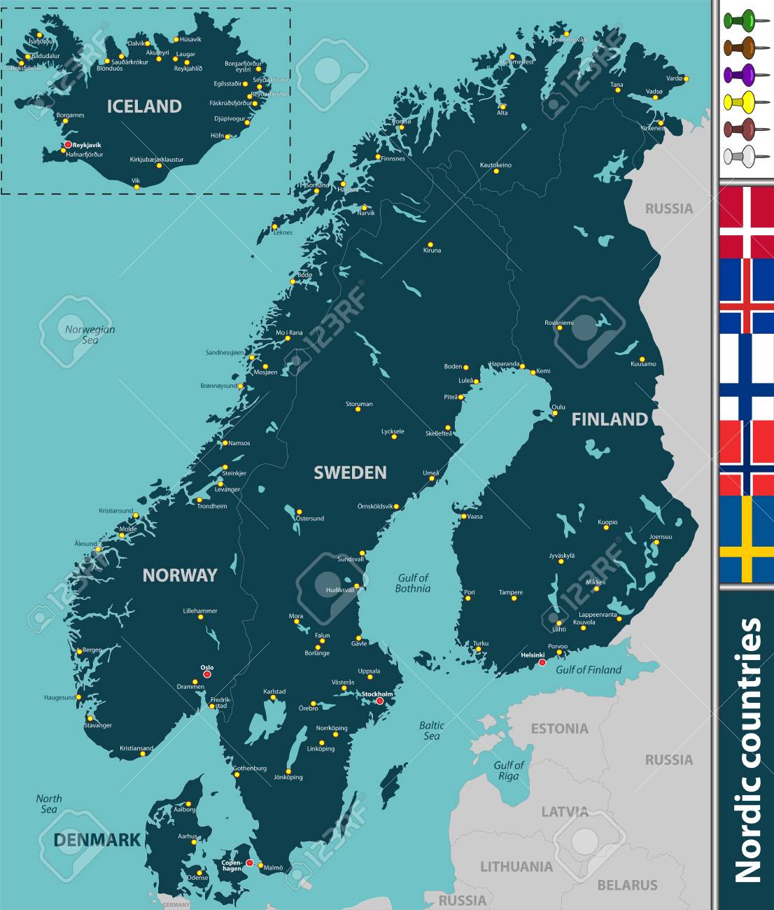 Nordic countries map hi-res stock photography and images - Alamy